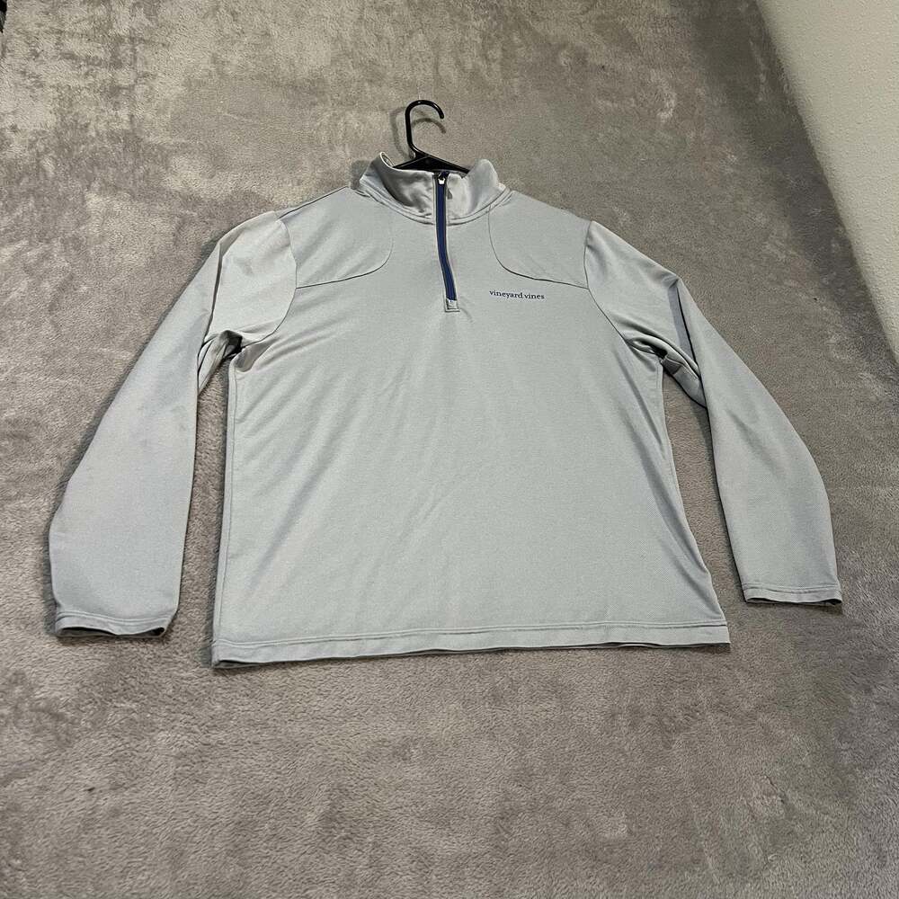 Vineyard Vines Performance Pullover Mens Medium Gray 1/4 Zip Long Sleeve Stretch